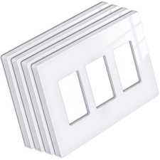  4 Pack 3 Gang Mid-Size Screwless Outlet Cover, Midway Decorative Wall Plate...