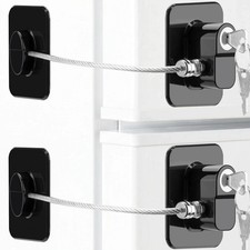 2 Pack Fridge Lock Freezer Lock with 4 Key Refrigerator Steel Lock Child Safety