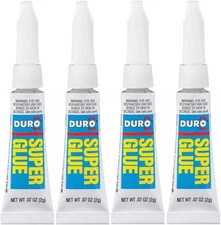 Duro Super Glue, 1 Pack of 4 Tubes, Clear 2 g Tubes