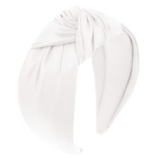 White Wide Knotted Headband Non Slip Leather Fashion Top Knot Hair Band