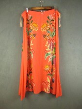 Farm Rio for Anthropologie Dress Womens XL Orange Tropical Floral Tie Shoulder