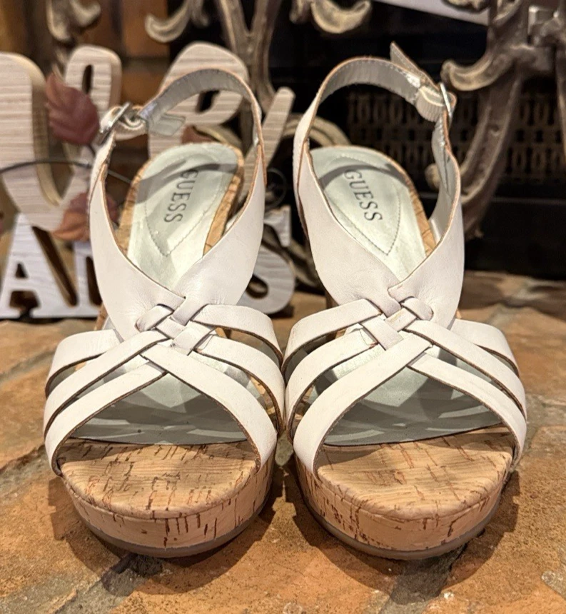 GUESS Wgalana Wedge Sandals - White - Size 6.5M - Image 2 of 4