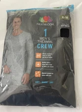 Fruit of the Loom Men's Thermal Black Crew Waffle Shirt size XL