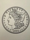 1880 CC Morgan Dollar Note Card set Of 2 A7 With Envelopes w/ 2” Vinyl Stickers