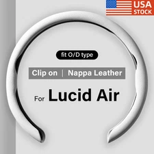 For Lucid Air Nappa Leather Steering Wheel Cover Good Grip Car Accessories White