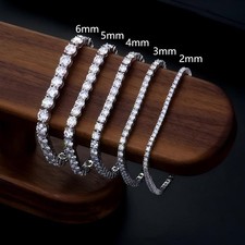 2mm Round Moissanite Tennis Chain Bracelet 925 Sterling Silver PASSES TESTER 
