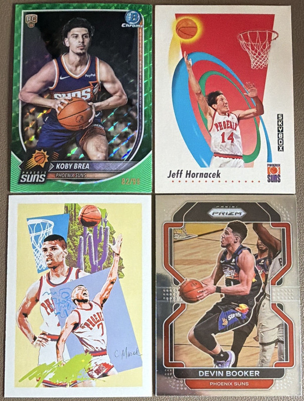 SUNS Card Lot Koby Brea RC Green /99, Booker Prizm, Hornacek, Johnson