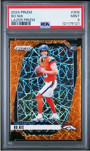 2024 Panini Prizm Bo Nix Lazer Prizm Rookie RC PSA 9 Broncos