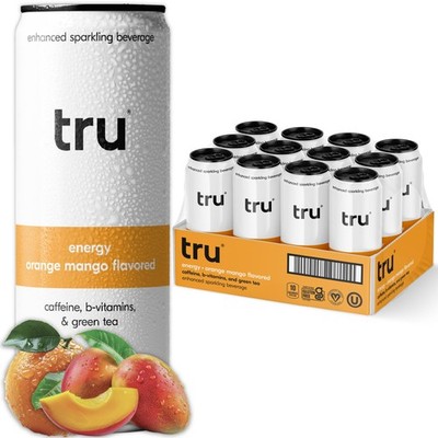 Tru Energy Seltzer, Sparkling Water with Natural Caffeine, Orange Mango Juice...