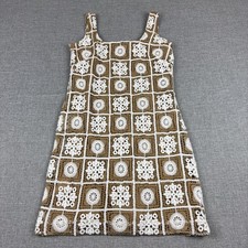 LOFT Dress Womens 00 White Crochet Geometric Square Neck Shift Sleeveless Lined