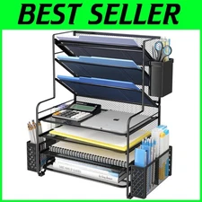 Versatile 7-Tier File Organizer with Pen Holder & Baskets for Organizing Papers