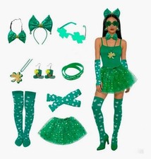 St. Patrick's Day Costume for Girls Women, Green Shamrock Tutu Skirt with S...