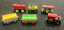 58 pieces Tonka Wooden Train Set Brio Compatible Tracks Bridges Vehicle Ages 3-7