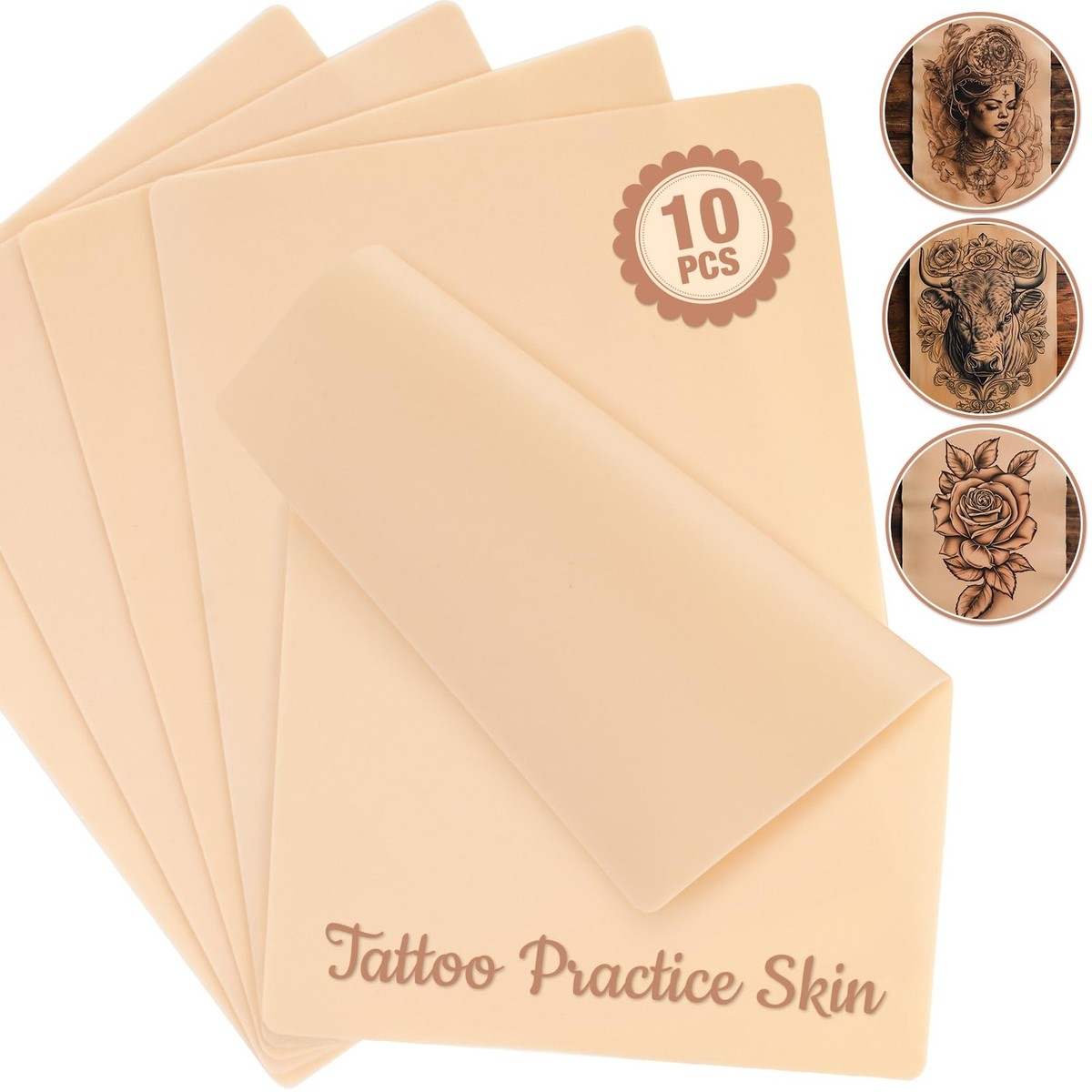 Tattoo-Praxis-Haut Aus Silikon – 10 Stück, 3 Mm Dick, 20x15 Cm – Doppelseitig, Für Anfänger & Profis