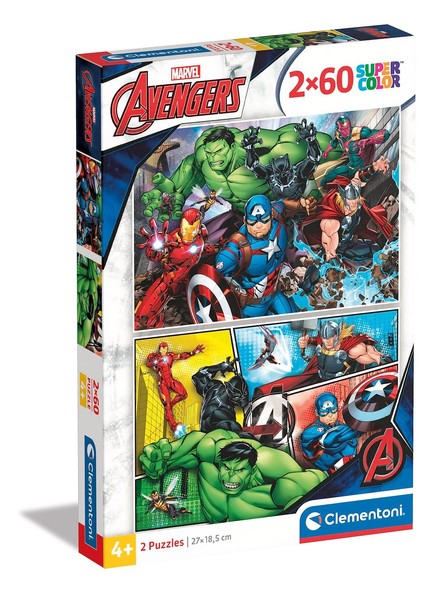 Clementoni 21605 Supercolor The Avengers – Puzzle 2 X 60 Teile Ab 4 (Us Import)-image