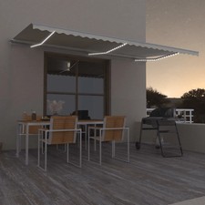 Image of WALPLUS Manual Retractable Awning with LED 600x300cm Cream Canopy