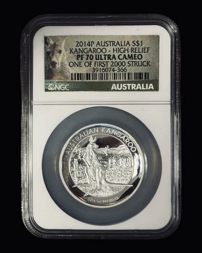 2014-P Australia Silver $1 * NGC PF70 UCAM * Kangaroo * HIGH RELIEF
