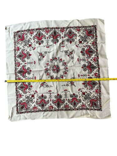 Vintage 100% Rayon Red Brown Cream European Scarf 1960’s NOS Karstadt 29x30 - Picture 18 of 19