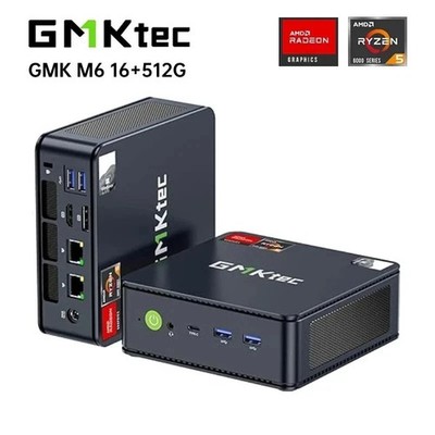 GMKtec M6 Mini PC AMD R5 6600H 6-Core 12-Thread Computer 16GB DDR5 512GB NVMe