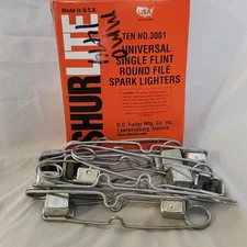 Shurlite Universal Single Flint Round File Spark Lighters No.3001 Box of 10 New