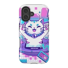 Game Cat Headphones Phone Case Tough Cover Funny Kitty Gift for iPhone