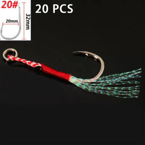 20pcs Iron Plate Hook Double Hook Feather Lure Fishing Tackle Sea Fishhook - Picture 12 of 32