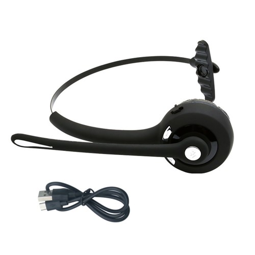 Black Rechargeable Headphone Wireless Bluetooth 5.0 Operator Headset New - Zdjęcie 4 z 12