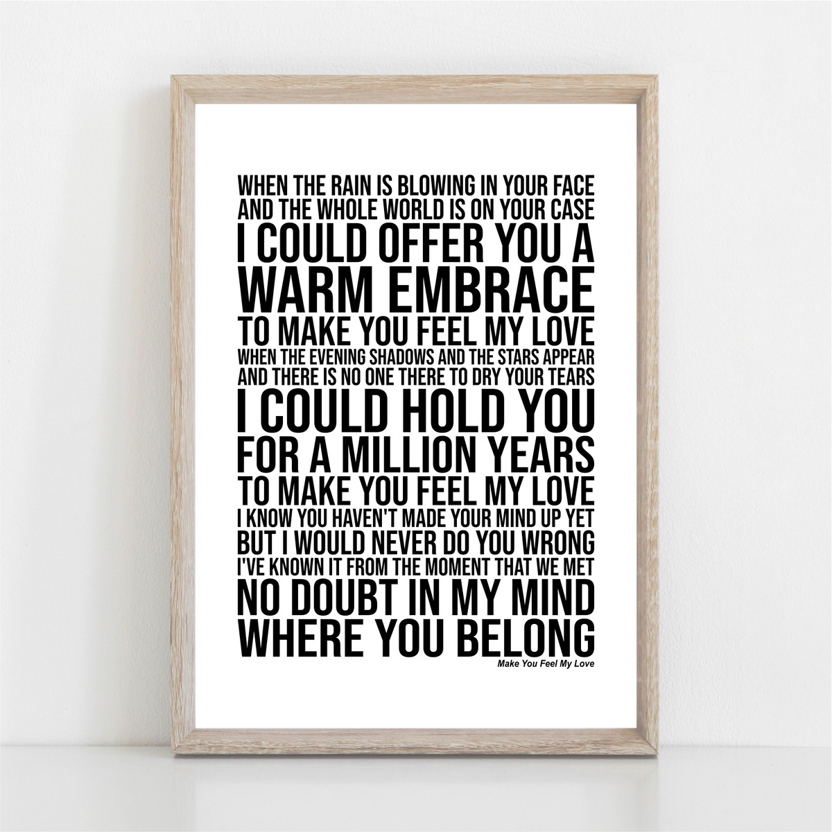 ADELE - MAKE YOU FEEL MY LOVE SONG LYRICS - WALL STICKER WALL ART TRANSFER