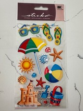 Sticko Autocollant 17PC Beach Sandcastle Beach Toys Shells Umbrella Scrapbooking