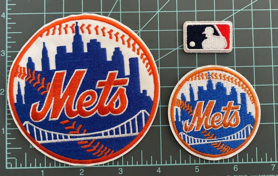 New York Mets Baseball Jersey Arm & Hats Iron on Patches Set of 3