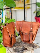 Handmade Saddlebag Motorcycle Pouch Aprove Leather 2 Side Bag Panniers 11"