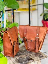 Handmade Saddlebag Motorcycle Pouch Aprove Leather 2 Side Bag Panniers 11"