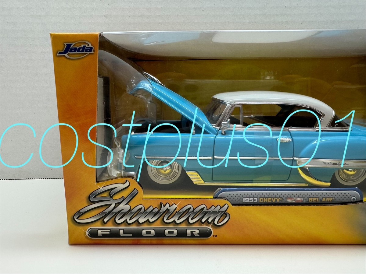 JADA SHOWROOM FLOOR 1953 CHEVY BEL AIR 1:24 BLUE WITH WHITE