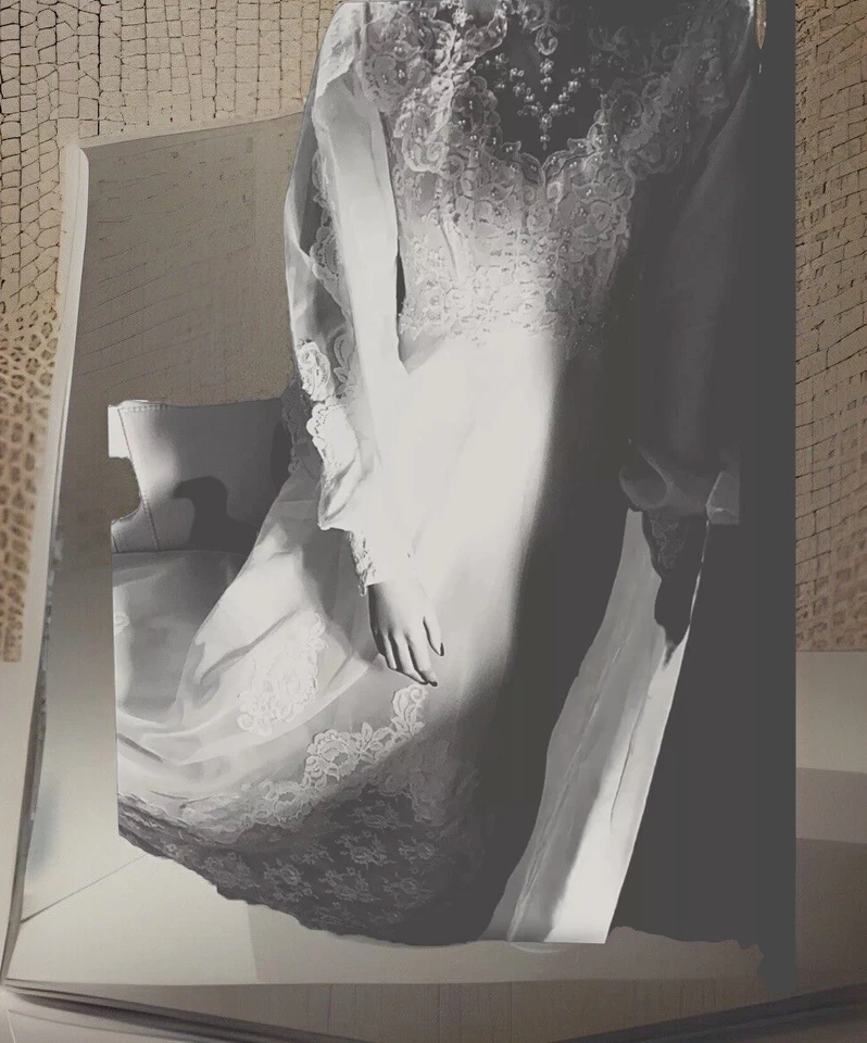 Vtg 1980’s Wedding Dress Powder Puff White Cottage Core Small-Med Foto 3 de 4