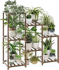 Bamworld Plant Stand Indoor Plant Shelf Outdoor Wood Plant Rack