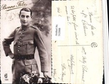 512908,WW1 Bonne Fete Franz&ouml;sischer Soldat Uniform Blumen