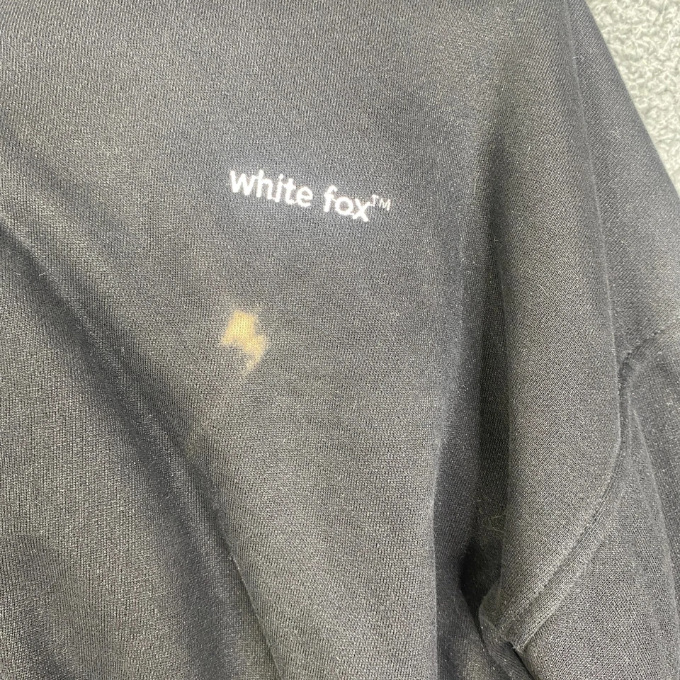 White Fox Cropped Full Zip Hoodie Size S/M Black Distressed SEE - Image 3 of 4