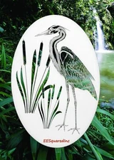 Egret Right Static Cling Window Decal OVAL 21x33 Bird Decor for Glass Doors