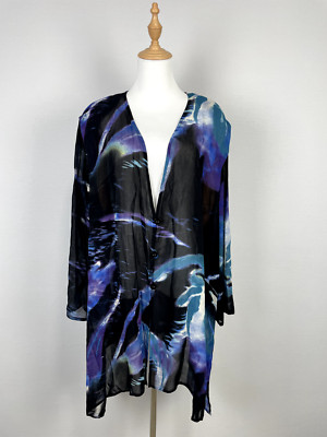 Sempre Piu by Chalou Lightweight Multicolor Buttons Beach Tunica Blouse Size 22