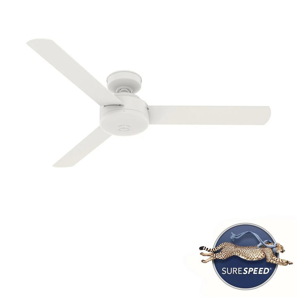 52" Matte White Indoor Modern Ceiling Fan High Speed Cooling Reversible Motor - Image 3 of 4