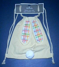 Hallmark EASTER Bunny Gift Bag Fabric Drawstring Back Pack with Fluffy Tail NEW!