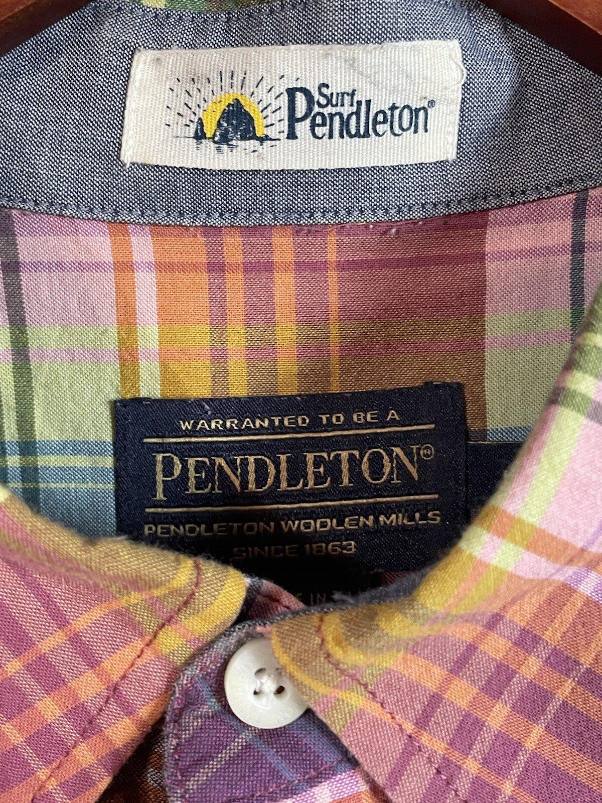 Surf Pendleton Plaid Button Down Short Sleeve Cas… - image 4