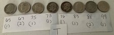 LOT DE 10 PIÈCES DE MONNAIE ROOSEVELT DIME 1965-1999 #T