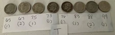 COLLECTIBLE LOT OF 10 ROOSEVELT DIME COINS 1965-1999   #T