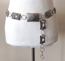 Fine Vintage Southwest Sterling Silver Stamped TC Linked Belt 38" Long 223g