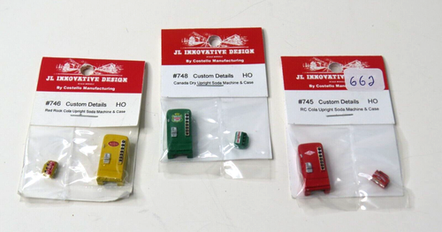 3 PCS JL Innovative HO # 745 # 746# 748 Soda Machines and Cases SEALED # 662
