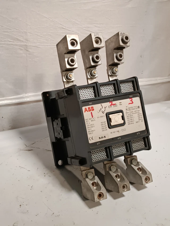 Contactor ABB EH 550 trifásico, 3 polos, 600 V, 600 amperios, bobina SK 827 005, EH550C-*L Foto 2 de 4