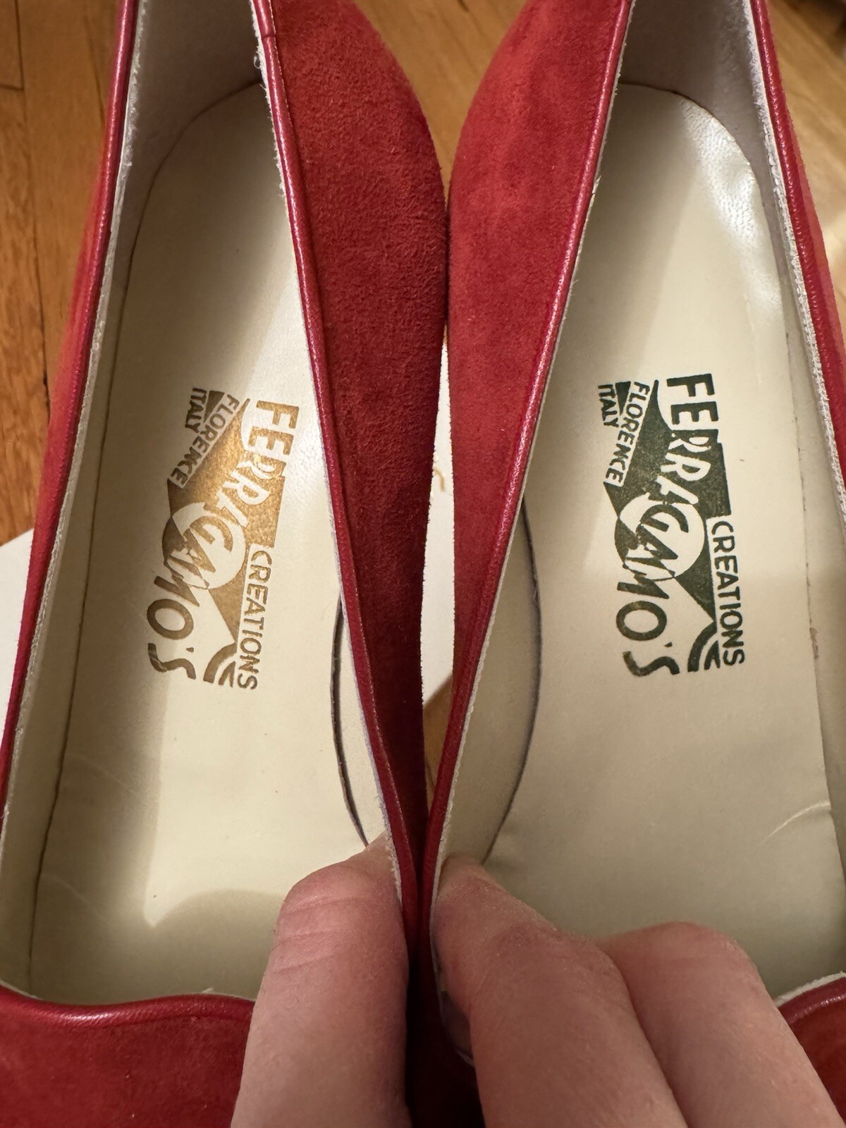NIB GORGEOUS Salvatore Ferragamo Archives Creations 1994 Red Suede Shoes Loafers image 8