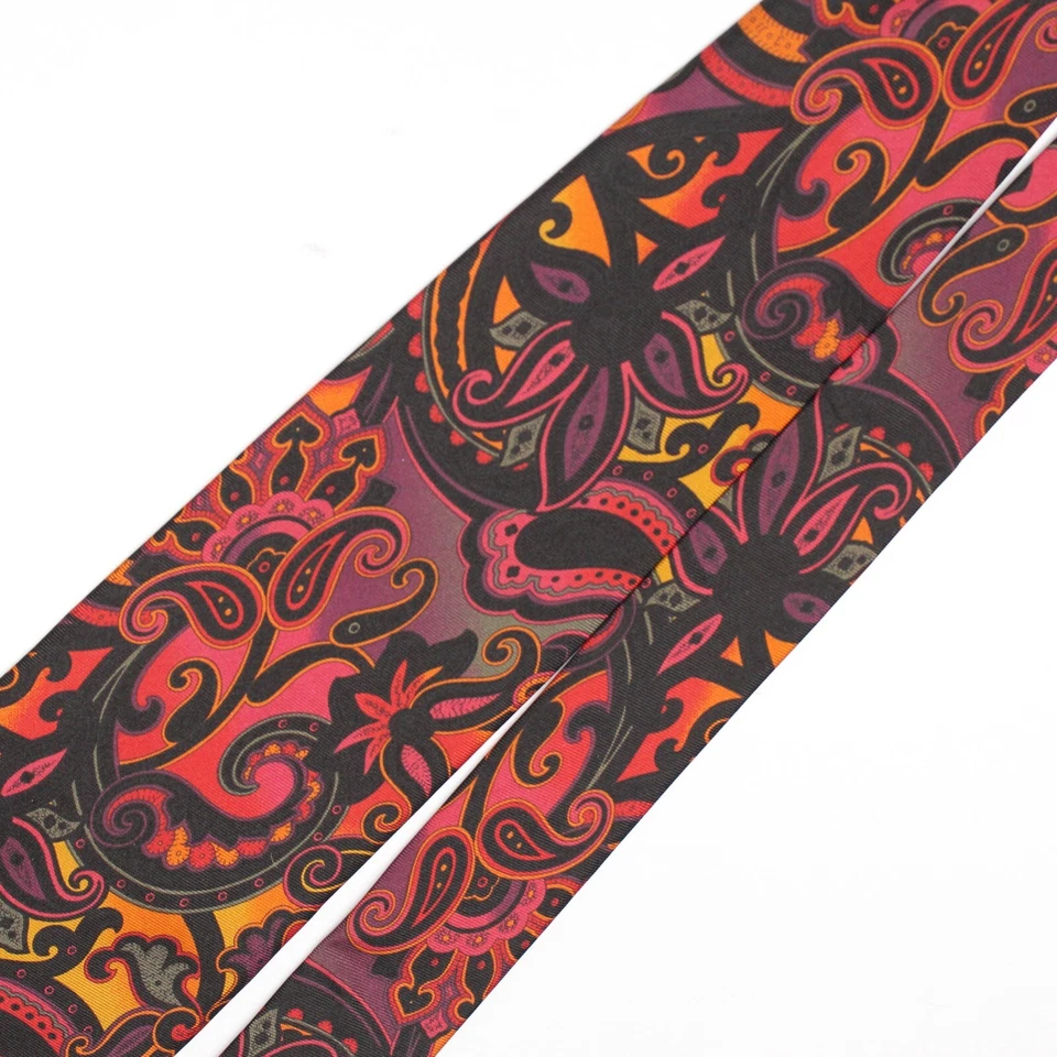 Vitaliano Pancaldi мужской шелковый галстук красный фиолетовый оранжевый черный пейсли печать галстук - Изображение 3 из 4
