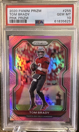 2020 Panini Prizm Tom Brady PSA 10 LOW POP #255 Pink SP Prizm Tampa Bay